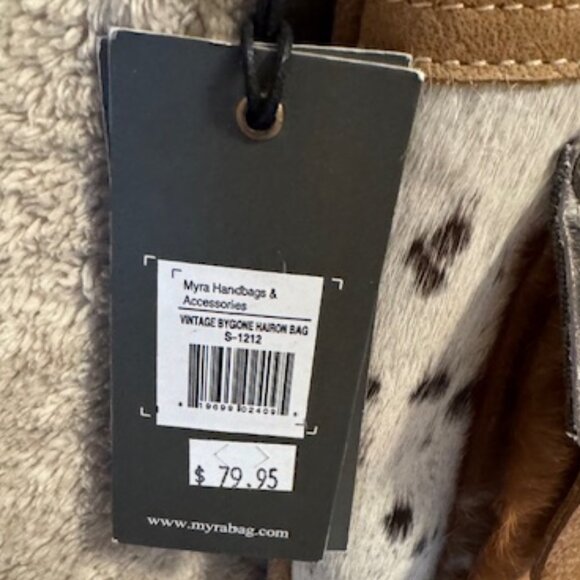 Myra Bag Vintage Bygone Leather & Cowhide Crossboy Bag S-1212 - New With Tags - Picture 12 of 16